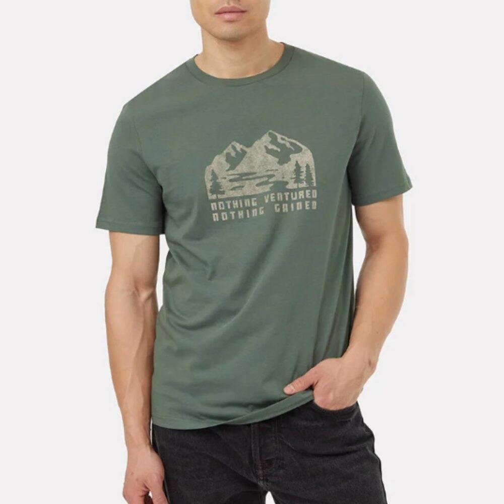 Tentree Men's Nothing Ventured T Shirt Dark Sage Oatmeal Size XL